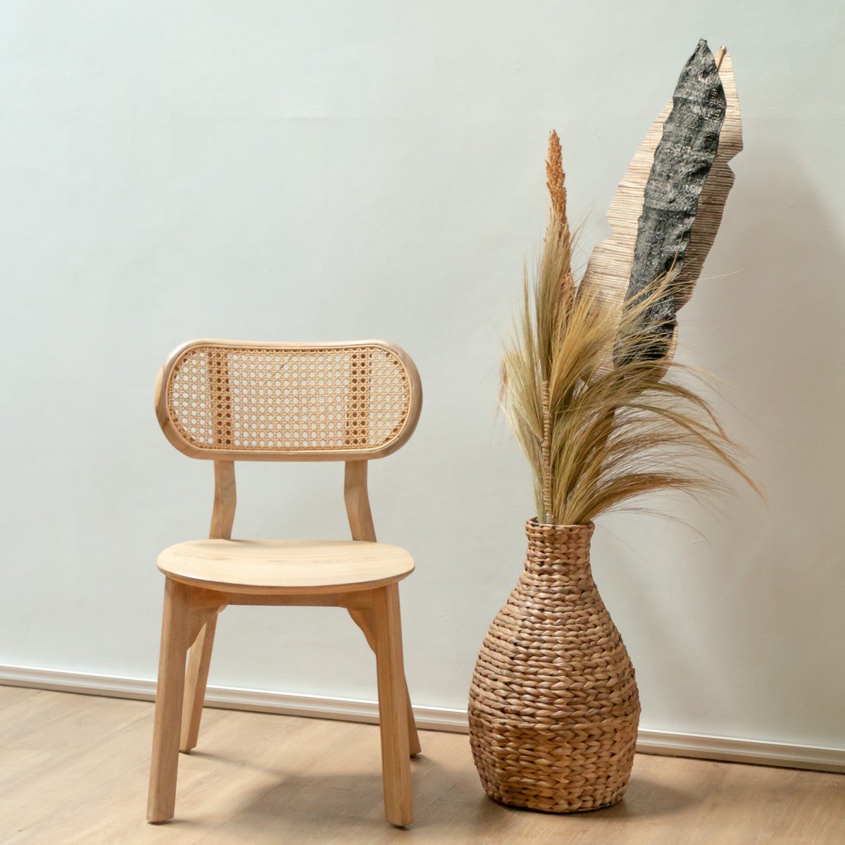 Vase Boho tressé DAYANA naturel en Jacinthe d'Eau