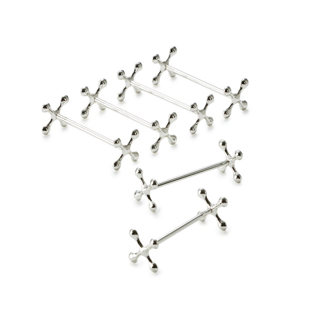EDZARD Lot de 6 porte-couteaux repose-couteaux croix, noble argenté, protégé contre la ternissure, longueur 7 cm