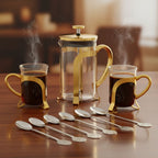 Tasses à café en verre avec déco en métal doré - lot de 2