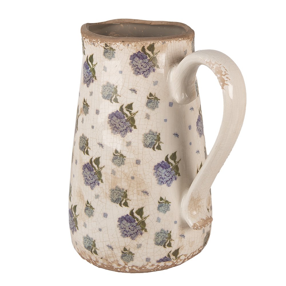 La décoration peut être de 21x15x23 cm cruche florale en céramique bleu beige