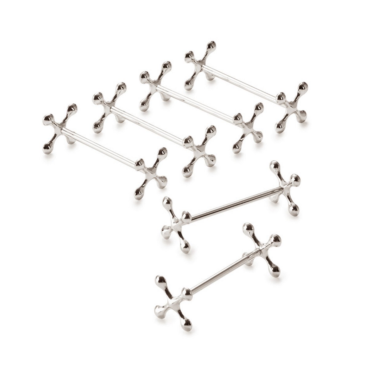 EDZARD Lot de 6 porte-couteaux repose-couteaux croix, noble argenté, protégé contre la ternissure, longueur 7 cm