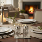 Salière et poivrière façon cristal arabesque argent
