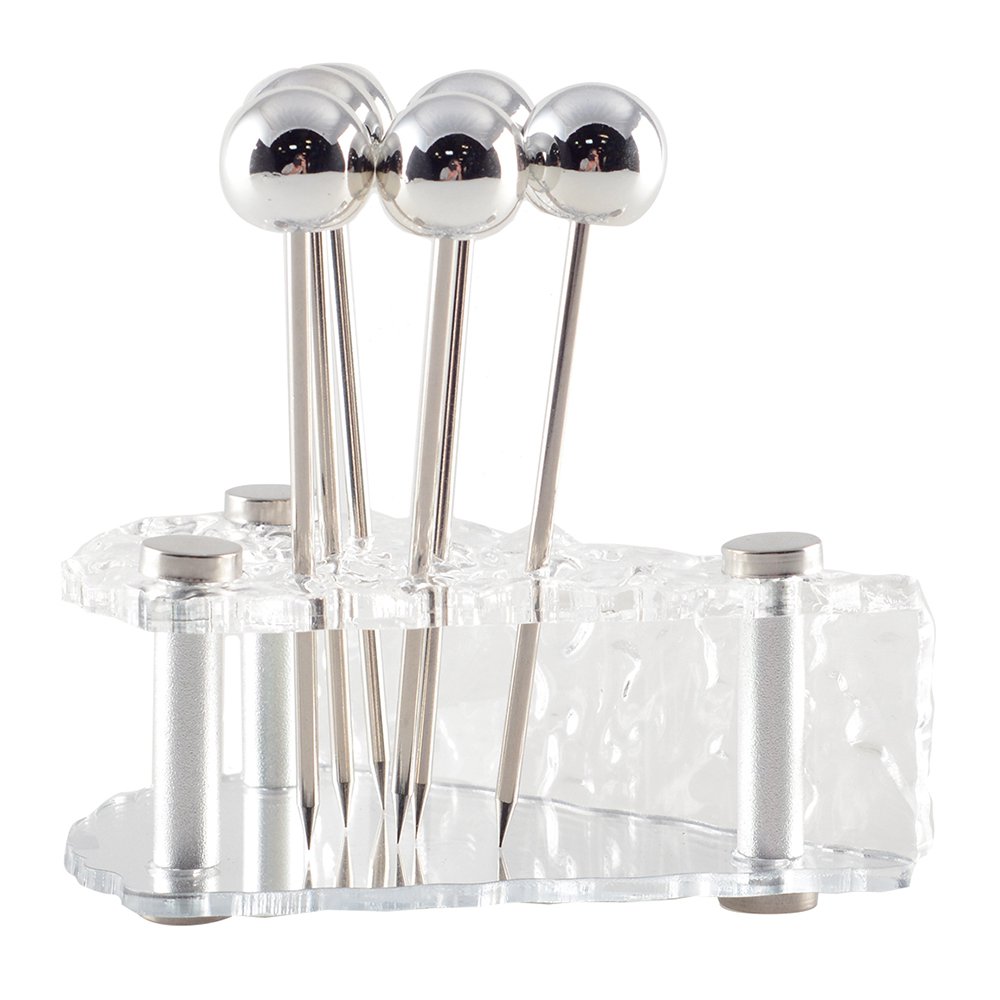 Piques apéritif argent avec support fromage - lot de 6