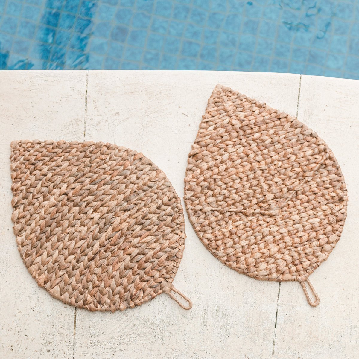 Set de table en forme de feuille (Lot de 2, 4 ou 6) 48 cm | Set de table bohème DITU en jacinthe d'eau