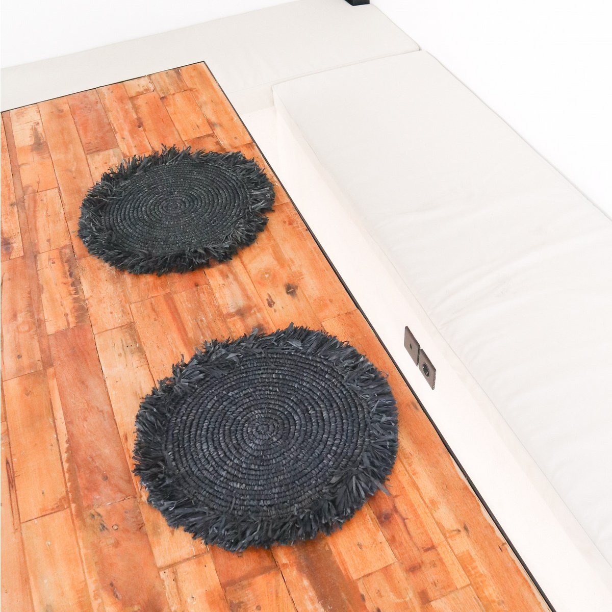Set de table Boho noir (lot de 2, 4 ou 6) set de table 45 cm avec franges AMBON en raphia