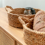 Corbeille à pain | Petit panier rond | Panier de rangement décoratif tissé en Jacinthe d'eau JAWAH (2 tailles)