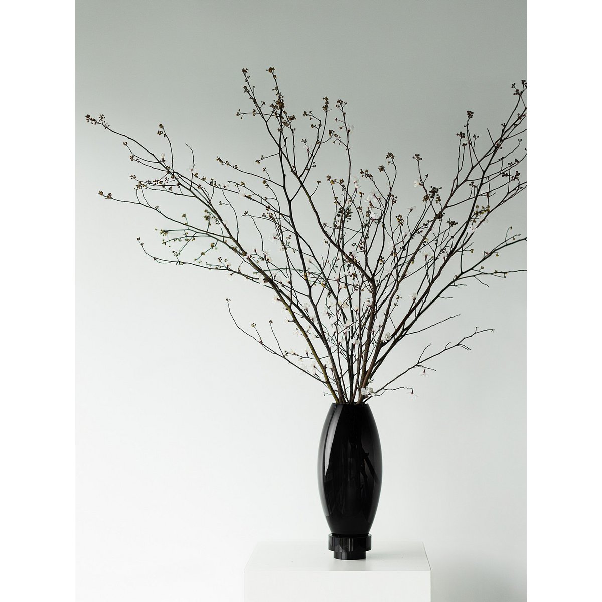Vase moderne, design innovant, verre haut de gamme noir. RUD30