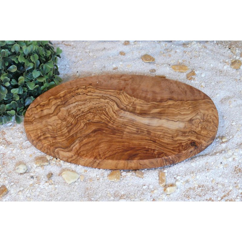 Planche à petit-déjeuner ovale 24 cm en bois d'olivier