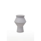 Vase moderne en céramique finition blanc brut, forme ronde angulaire, CUZCO 20 blanc