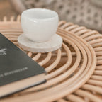 Ensemble de sous-verres ronds en marbre de 4 ou 8 RANUKA faits à la main (blanc)