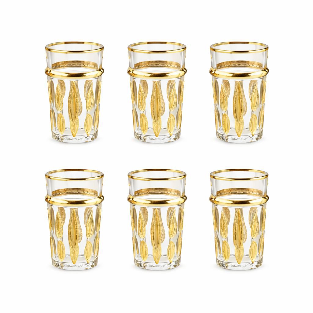 Tasses à thé dorées orientales - lot de 6