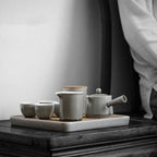 Coffret thé japonais cendre fumée – Service Kung Fu porcelaine plateau bambou théière tasses Dropshipman
