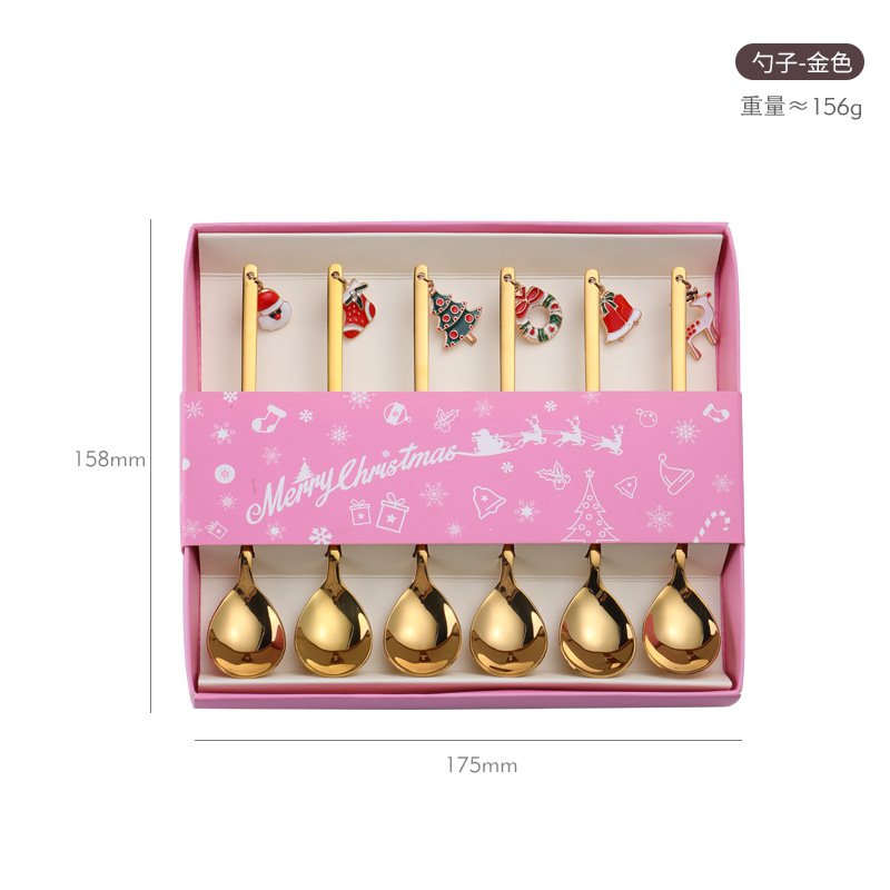 Cuillères dorées Noël - lot de 6