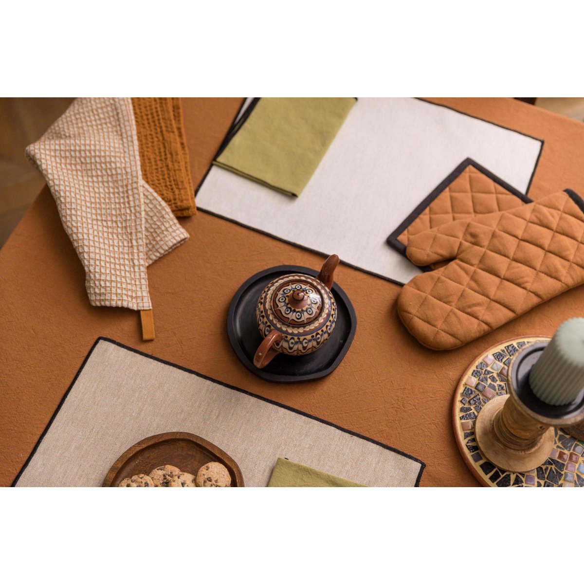 Nappe recyclée Grace Caramel 170 x 300