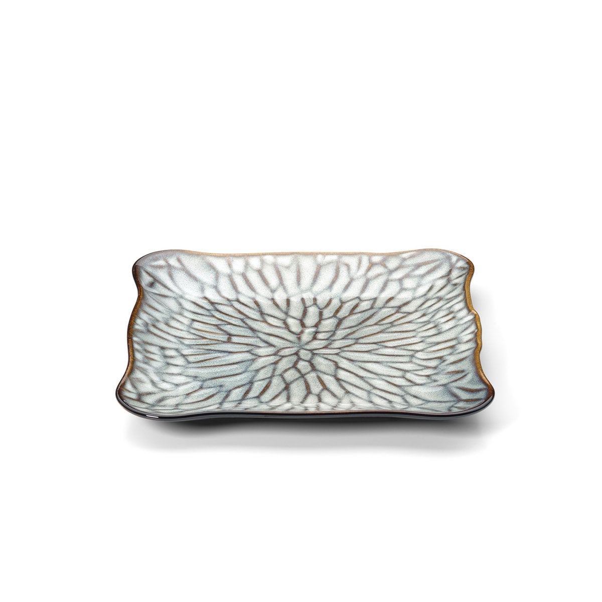Assiette Carrée The Lotus Ice - Gris Marron - L