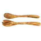 Couverts à salade PETIT en bois d'olivier, environ 21 cm