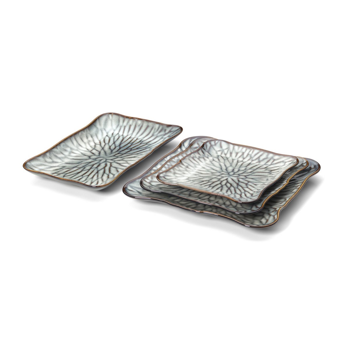 Assiette Carrée The Lotus Ice - Gris Marron - M