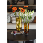 Vase en verre moderne sobre, forme cylindrique sur une base solide, orange foncé chaud, OMAHA14AM